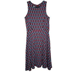Anthropologie 4C Women's XS Geometric Red/Blue/Black Print Dress